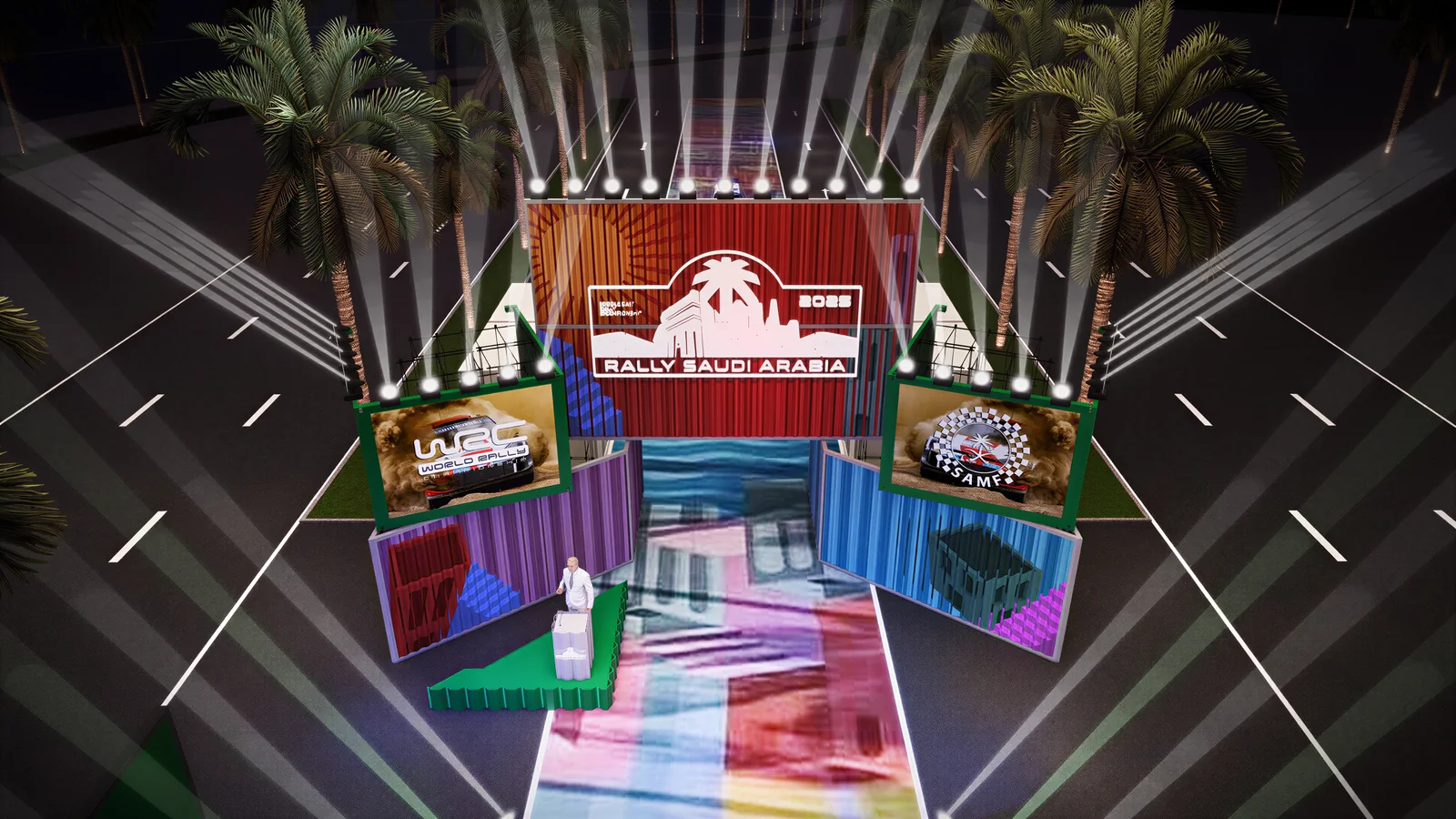Render of the FIA Middle East Rally ceremonial start